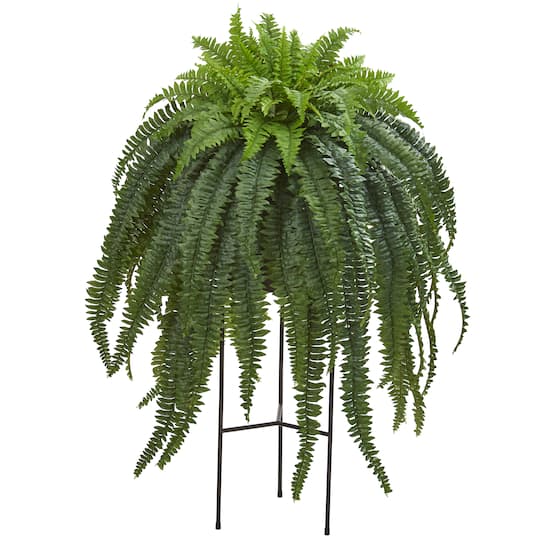 3.6ft. Boston Fern Artificial Plant Black Planter with Stand